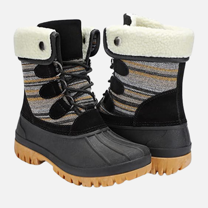 Highland Plaid Trim Winter Boots
