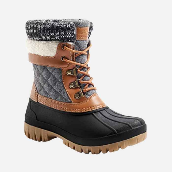 Knit-Cuff Quilted Snow Boots