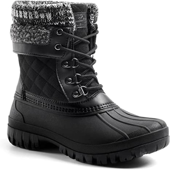 Knit-Cuff Quilted Snow Boots